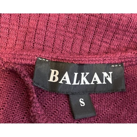 Balkin Quarter Sleeve Small Light Weight Sweater Maroon Ribbed - Picture 5 of 7
